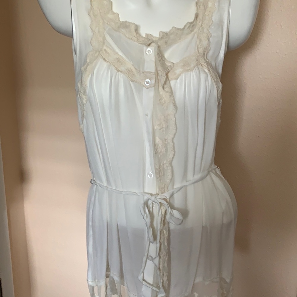 Adiva  Lace Button Up Top NWT